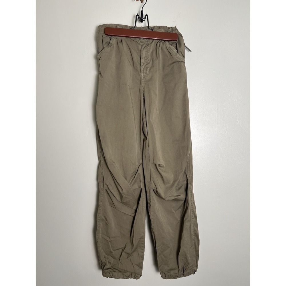 Bershka Parachute Pants Women's S Olive Green Baggy Y2K Streetwear